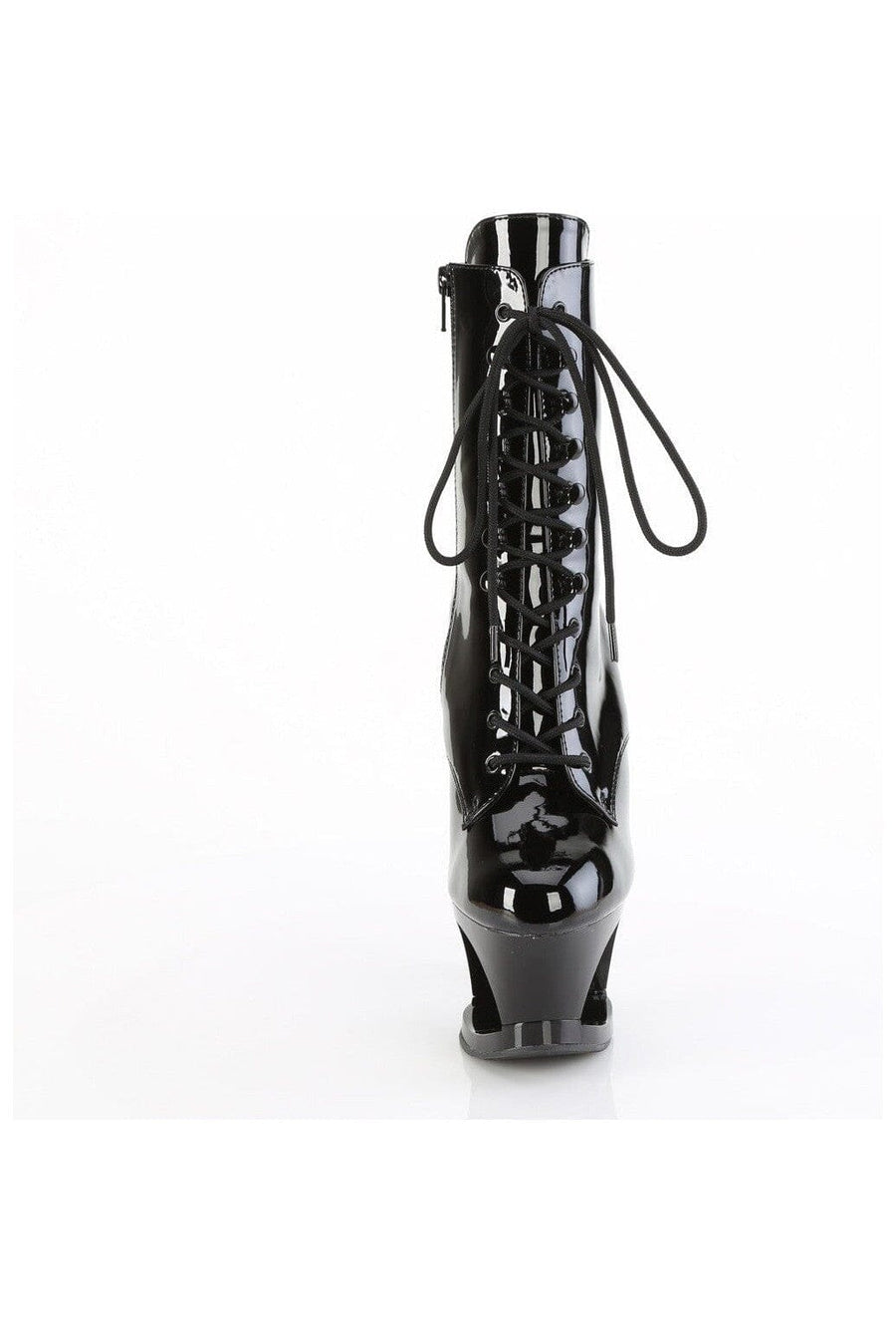 Pleaser MOON-1020DIA Black Patent Ankle Boot in Black Patent