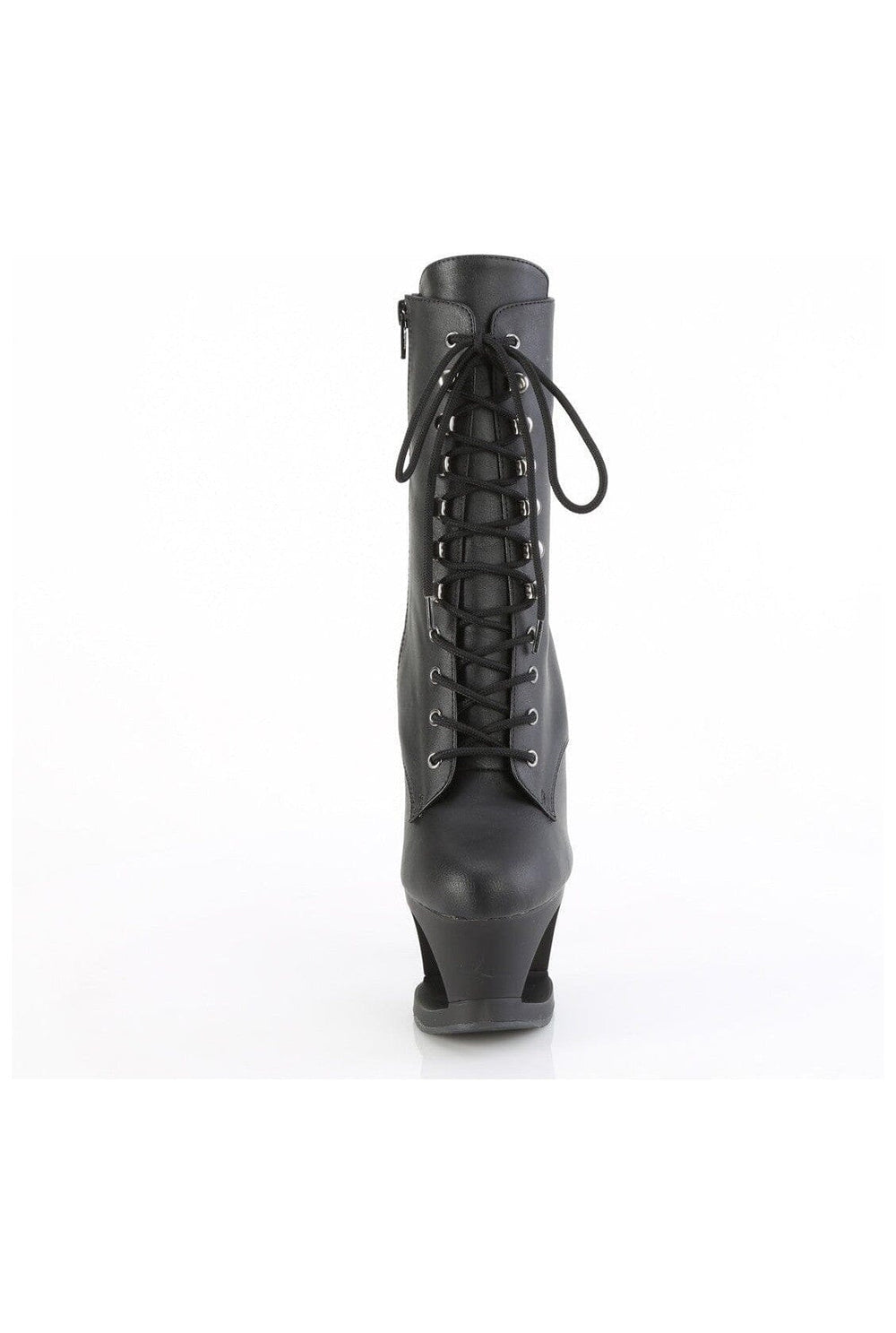 Pleaser MOON-1020SK Black Faux Leather Ankle Boot in Black Faux Leather