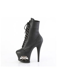 Pleaser MOON-1020SK Black Faux Leather Ankle Boot in Black Faux Leather