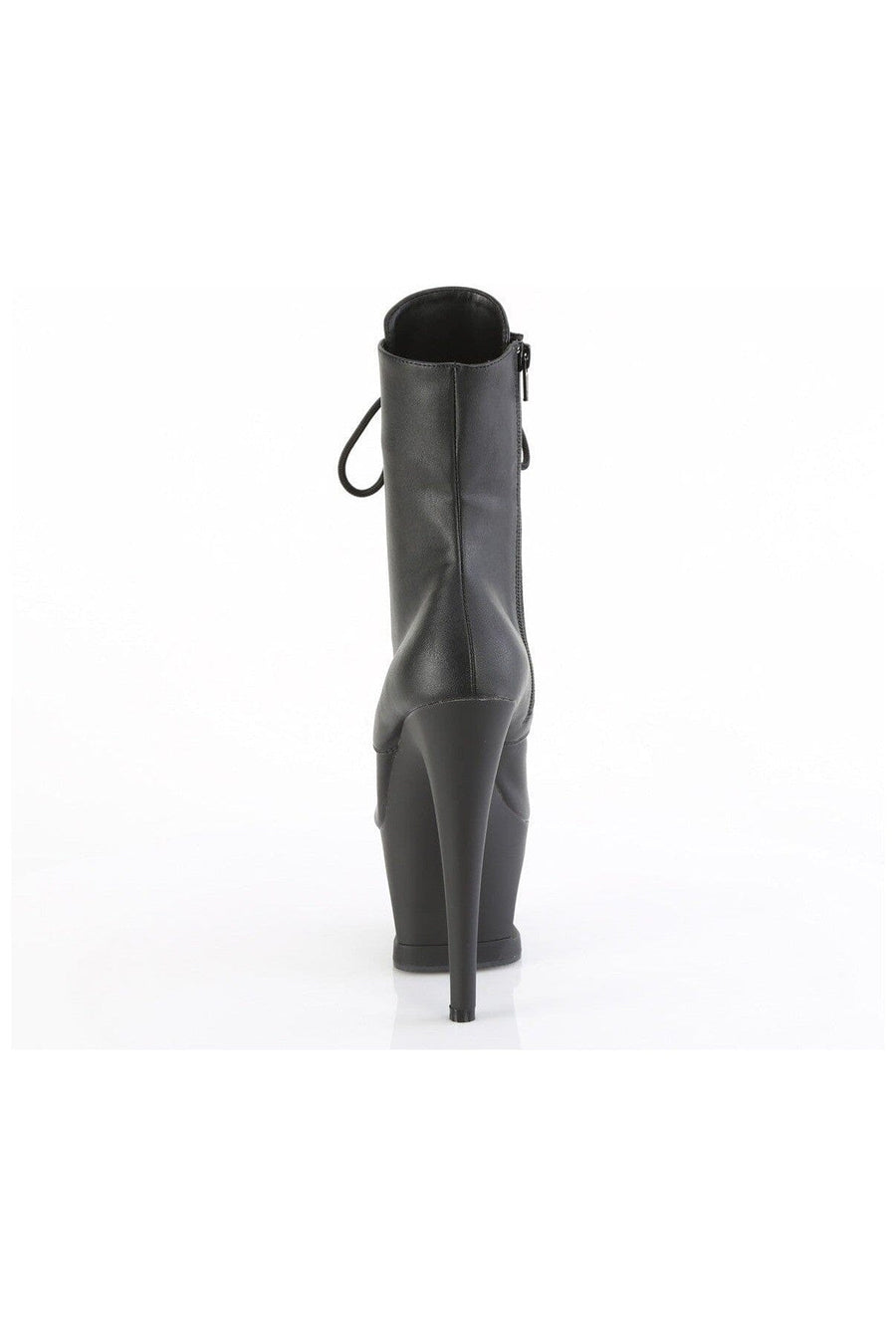 Pleaser MOON-1020SK Black Faux Leather Ankle Boot in Black Faux Leather