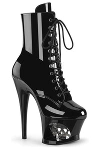 Pleaser MOON-1020SK Black Patent Ankle Boot in Black Patent from SexyShoes.com