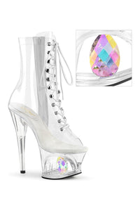 Pleaser MOON-1021C-DIA Clear Vinyl Ankle Boot in Clear Vinyl from SexyShoes.com