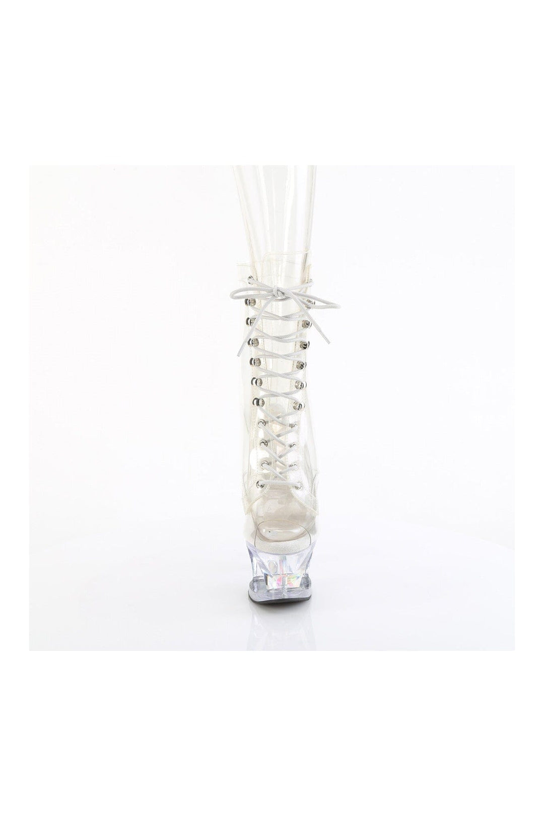 Pleaser MOON-1021C-DIA Clear Vinyl Ankle Boot in Clear Vinyl