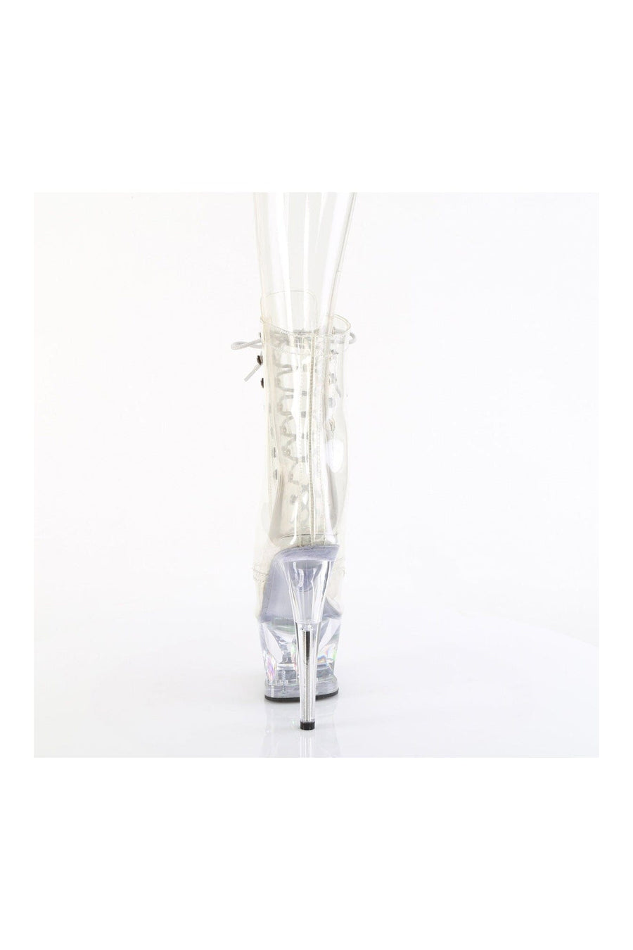 Pleaser MOON-1021C-DIA Clear Vinyl Ankle Boot in Clear Vinyl
