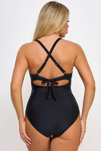 BeWicked Marilyn Front Cutout One Piece Swimsuit in black 