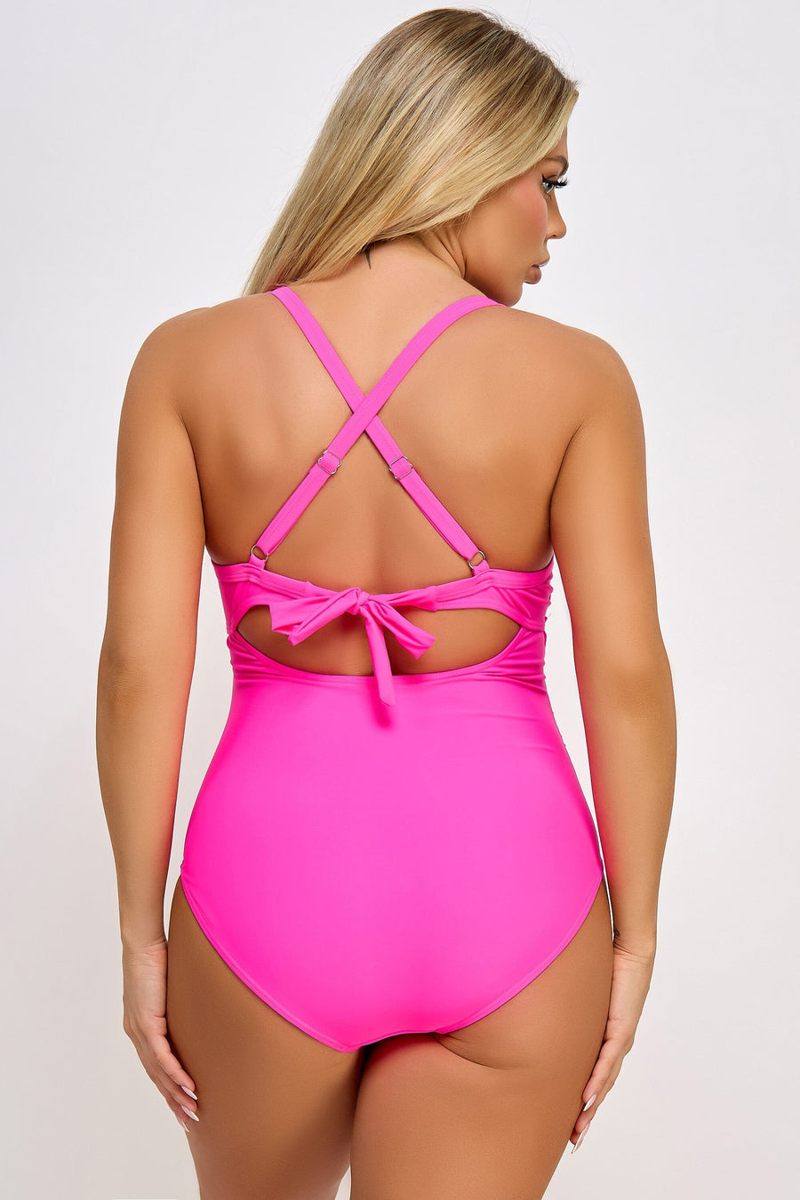 BeWicked Marilyn Front Cutout One Piece Swimsuit in Fuchsia 