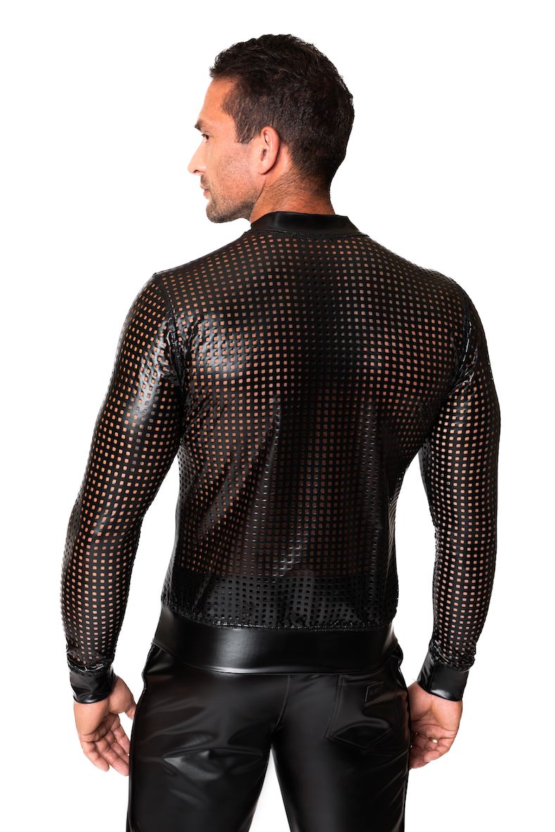 Noir Handmade Mayhem Power Wetlook Lasercut Jacket in Black 