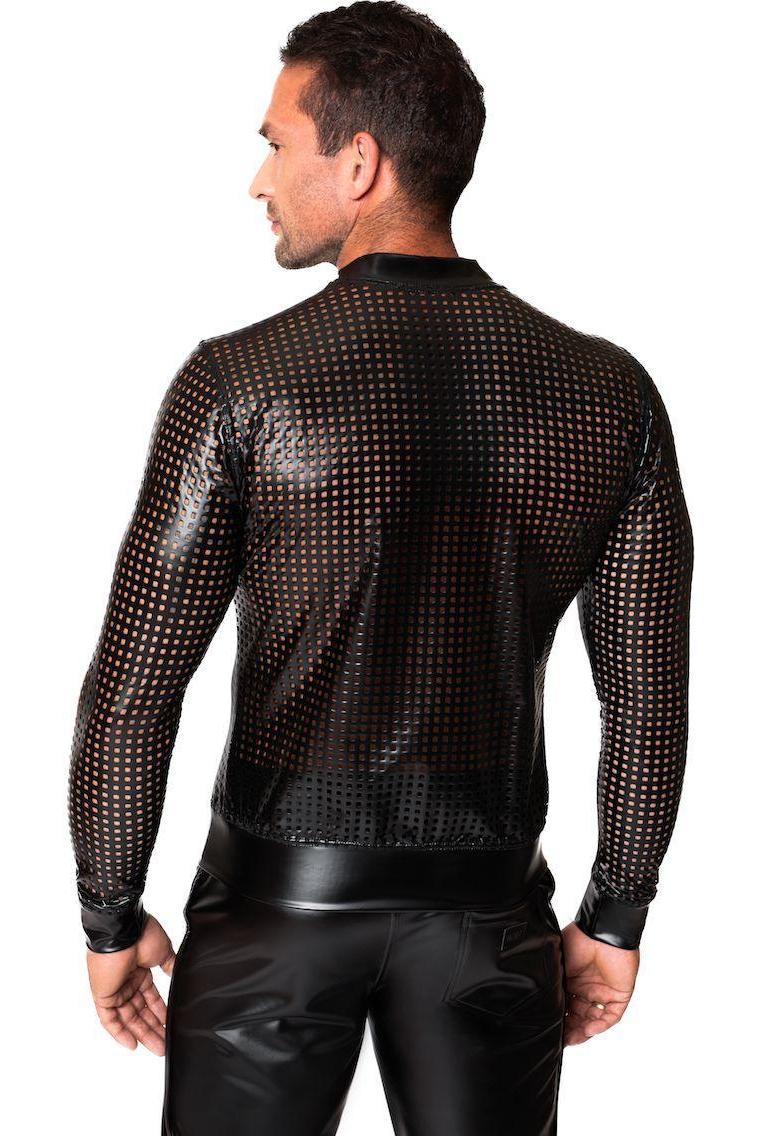 Noir Handmade Mayhem Power Wetlook Lasercut Jacket in Black 