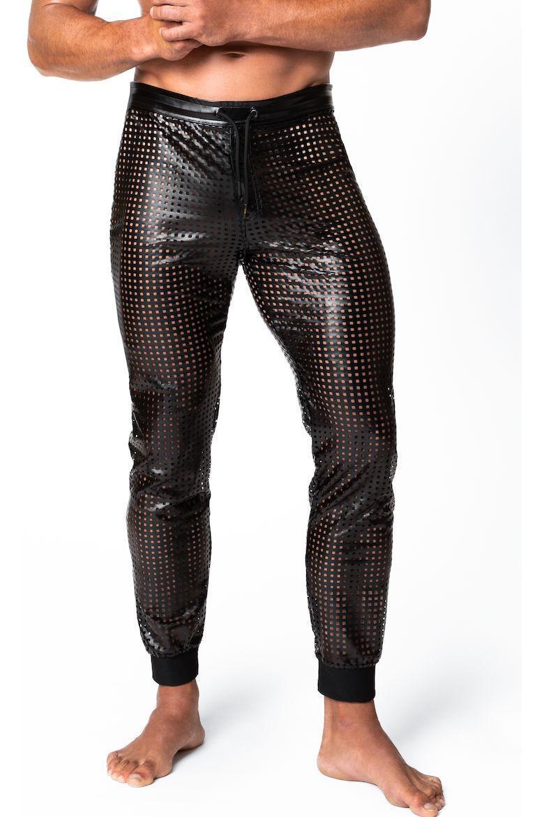 Noir Handmade Mayhem Power Wetlook Lasercut Treggings in Black 