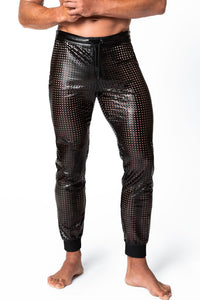 Noir Handmade Mayhem Power Wetlook Lasercut Treggings in Black 