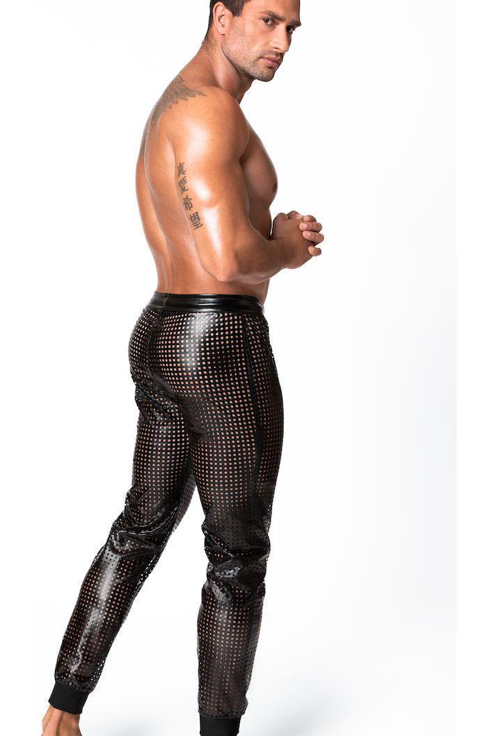 Noir Handmade Mayhem Power Wetlook Lasercut Treggings in Black 