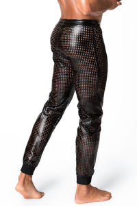 Noir Handmade Mayhem Power Wetlook Lasercut Treggings in Black 