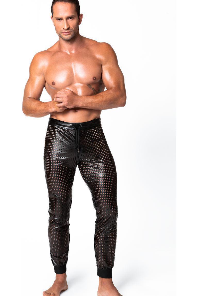 Noir Handmade Mayhem Power Wetlook Lasercut Treggings in Black 