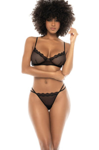 Mesh Three Piece Set with Lace Trims - SEXYSHOES.COM