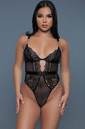 Mesh and Floral Lace Underwired Bodysuit