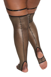 Metallic Fishnet Stockings-Thigh High Stockings-SEXYSHOES.COM