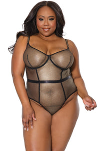 Metallic Fishnet Teddy-Teddies-SEXYSHOES.COM