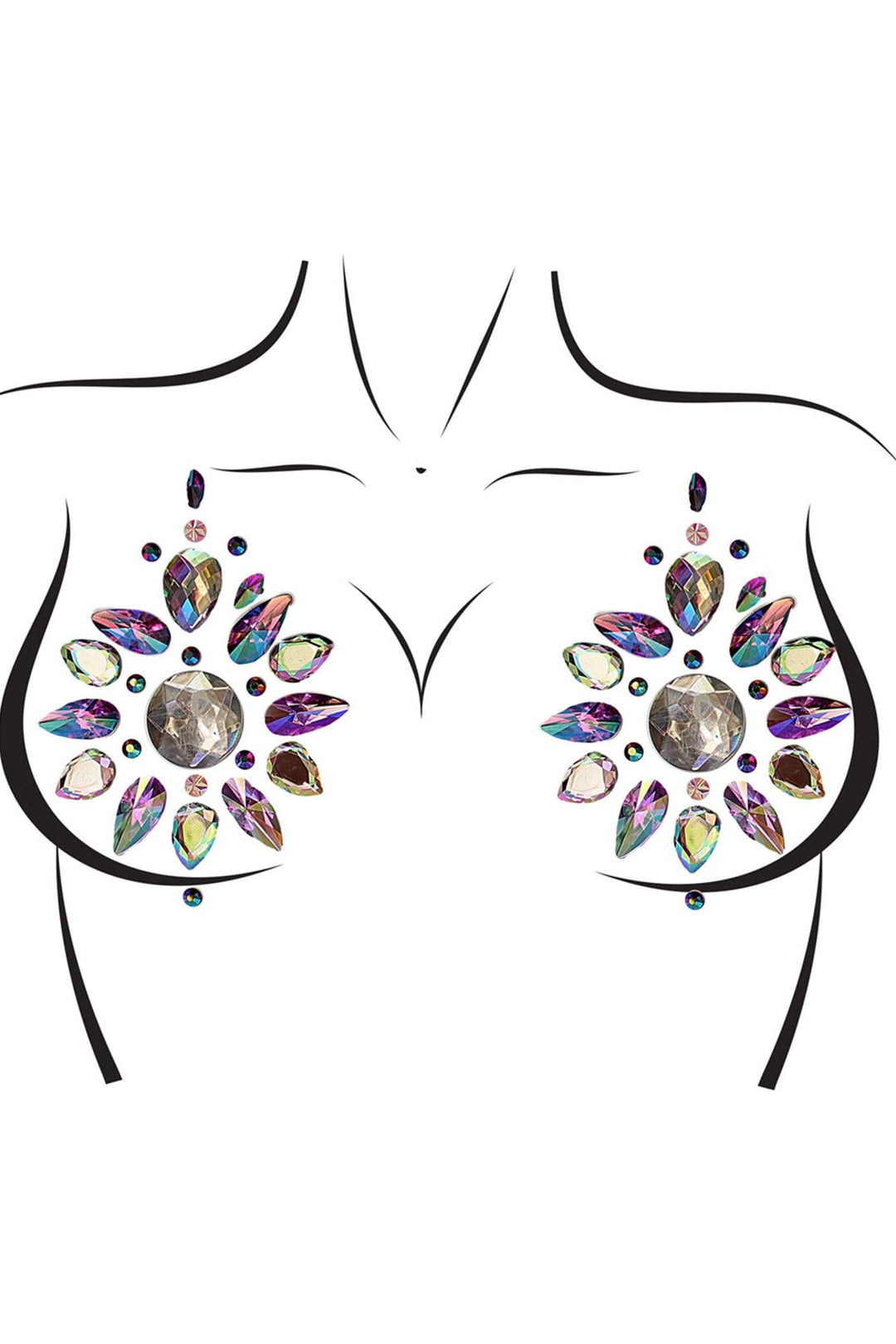 Leg Avenue Cressida Adhesive Nipple Jewels Sticker in Multi  from SexyShoes.com