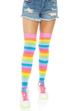 Neon Rainbow Thigh High Sockings