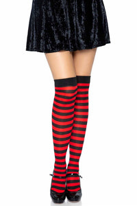 Leg Avenue Nylon Striped Stockings in Black  from SexyShoes.com