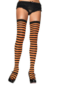 Leg Avenue Nylon Striped Stockings in Black  from SexyShoes.com