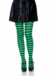 Leg Avenue Nylon Striped Tights in Black  from SexyShoes.com