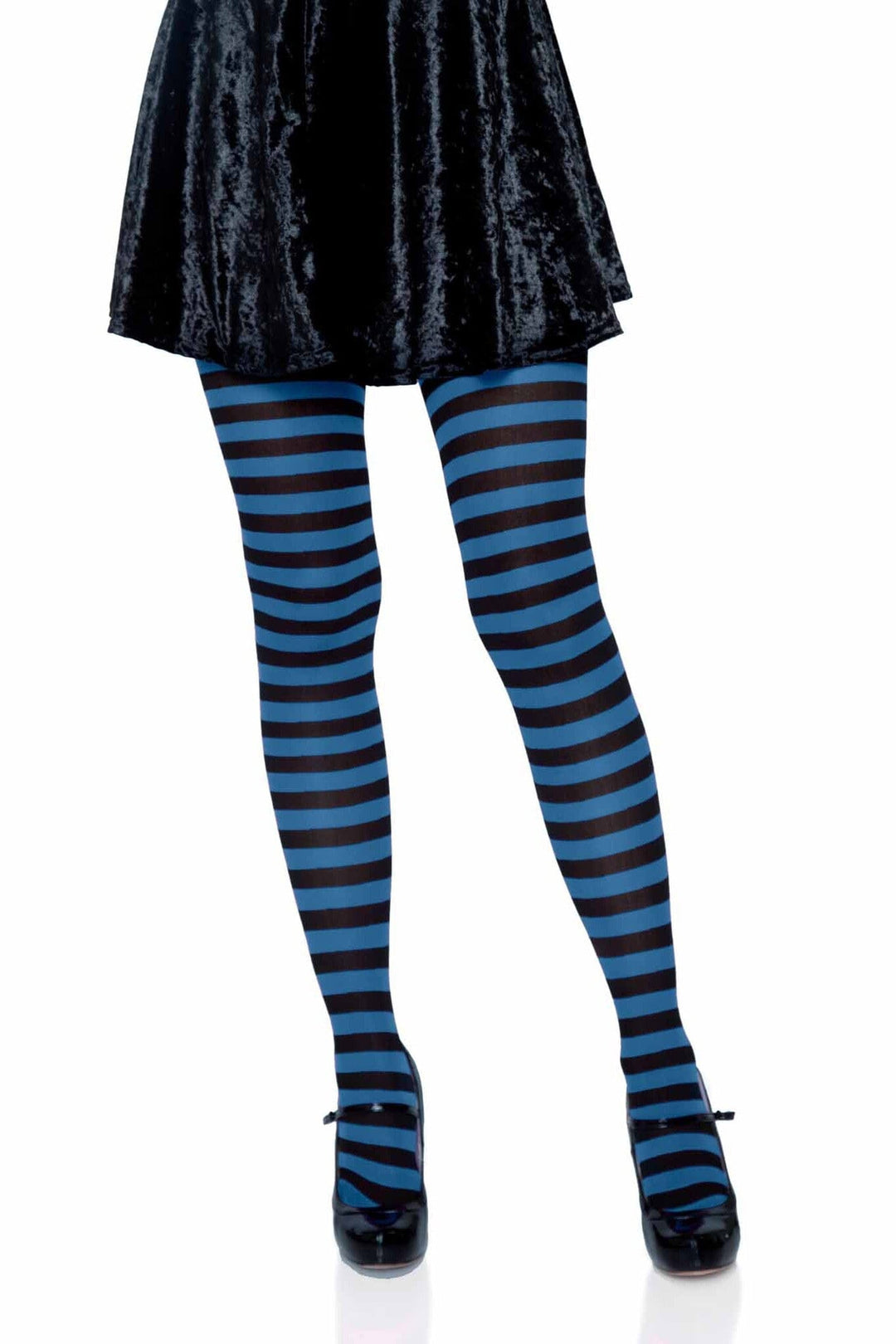 Leg Avenue Nylon Striped Tights in Black  from SexyShoes.com