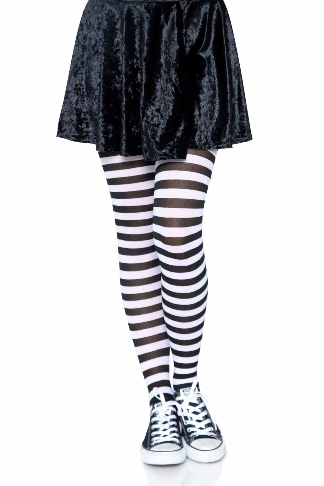 Leg Avenue Nylon Striped Tights in Black  from SexyShoes.com