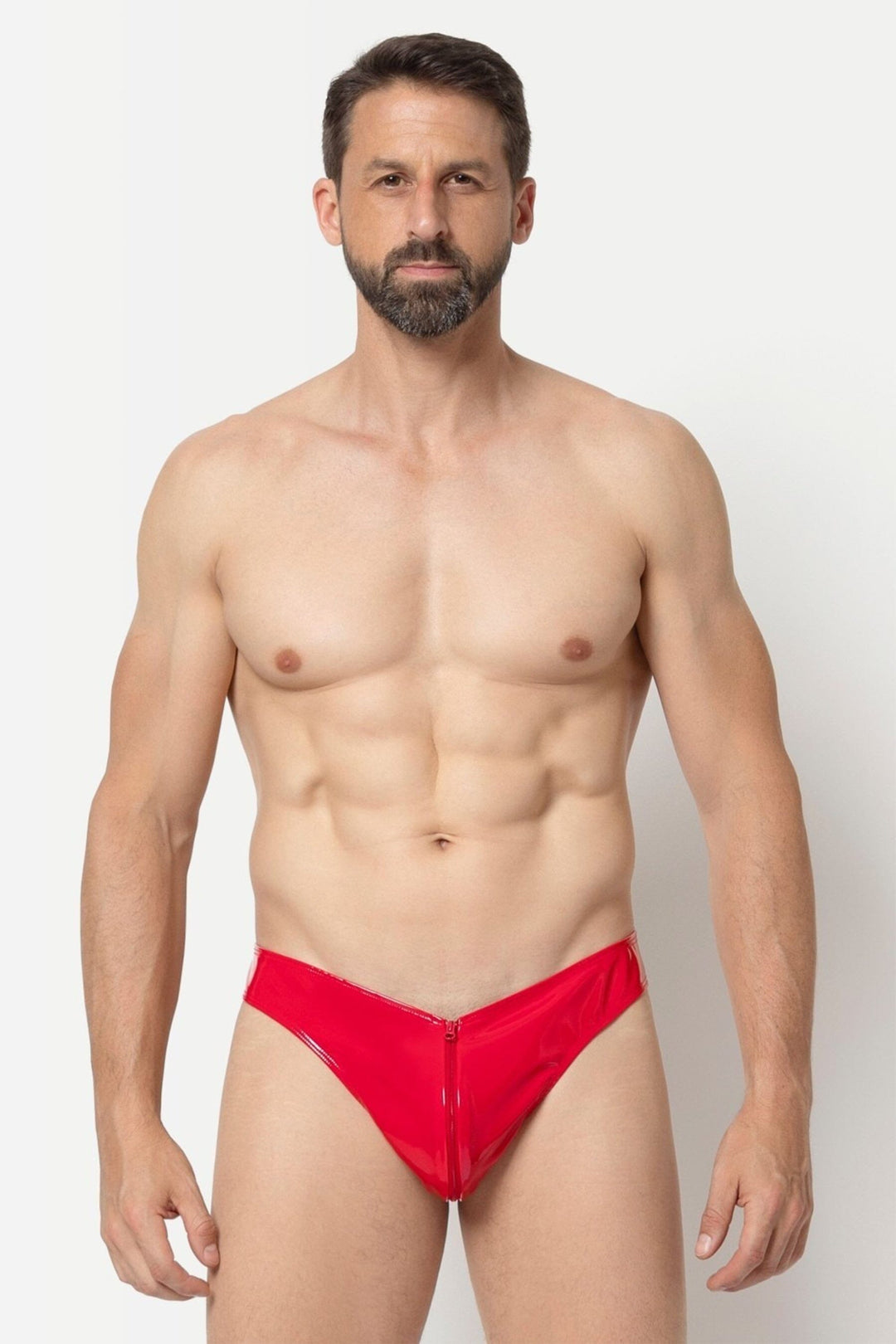 L'HOMME OLAN Vinyl Thong in Red  from SexyShoes.com