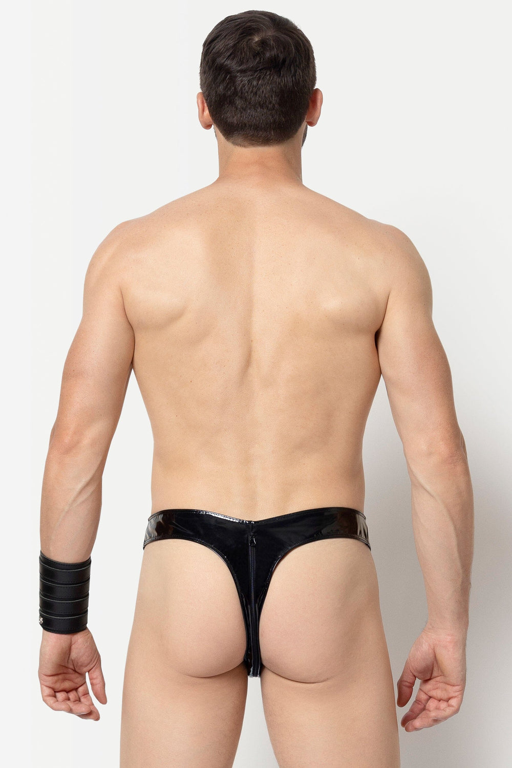 L'HOMME OLAN Vinyl Thong in Black 