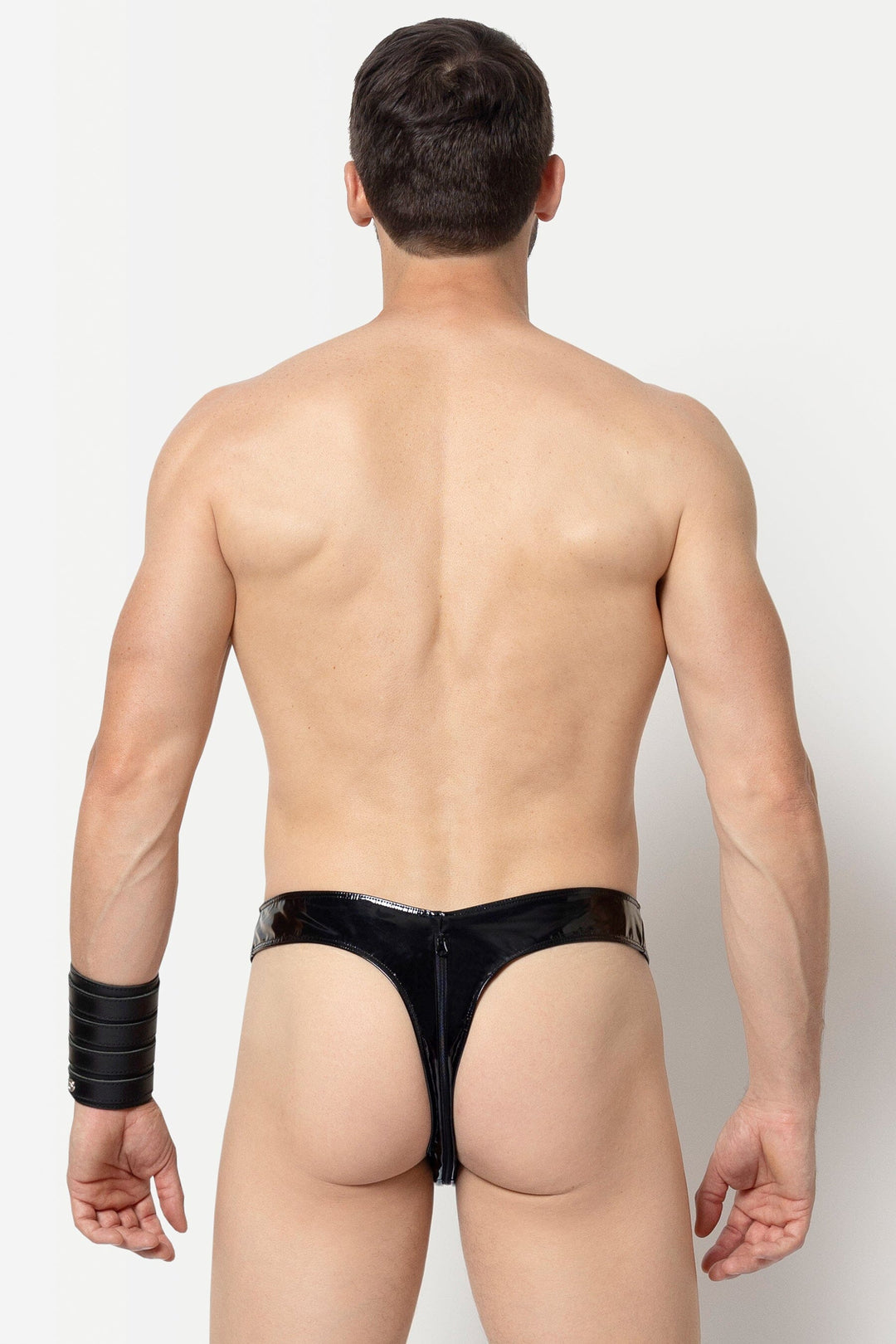 L'HOMME OLAN Vinyl Thong in Black 