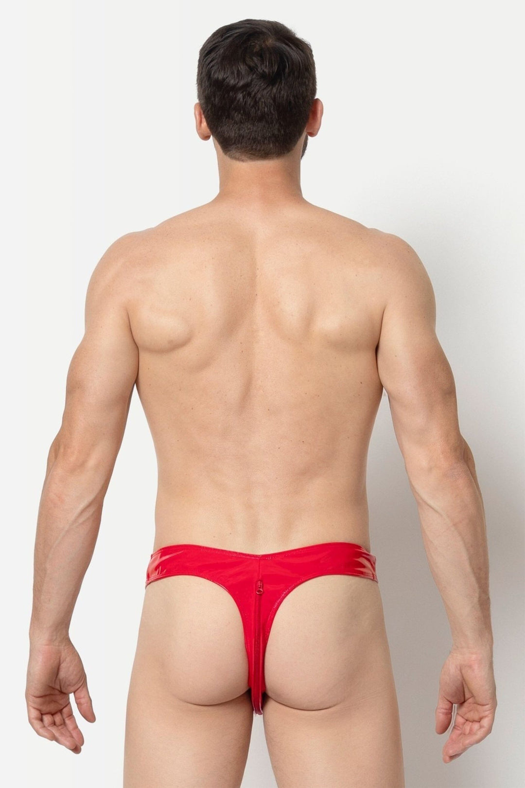 L'HOMME OLAN Vinyl Thong in Red 