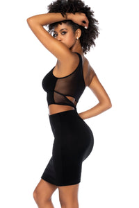 Mapale One Shoulder Cut Out Dress in Black 