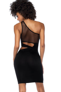 One Shoulder Cut Out Dress-Club Dresses-SEXYSHOES.COM