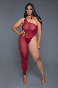 One Shoulder Sheer Bodystocking-Bodystockings-SEXYSHOES.COM