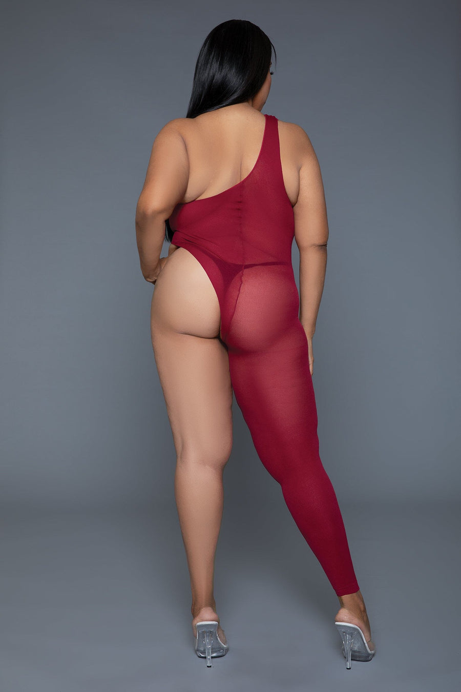 One Shoulder Sheer Bodystocking-Bodystockings-SEXYSHOES.COM