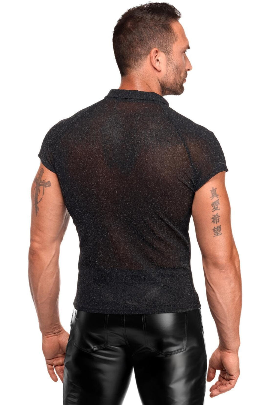 Onyx Black Men's Mesh Polo Top