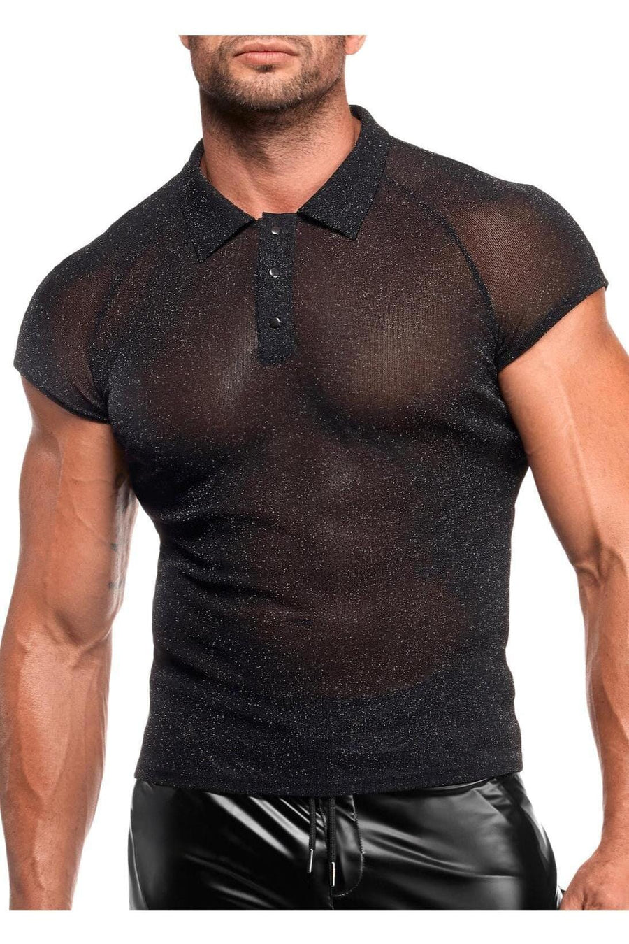Onyx Black Men's Mesh Polo Top
