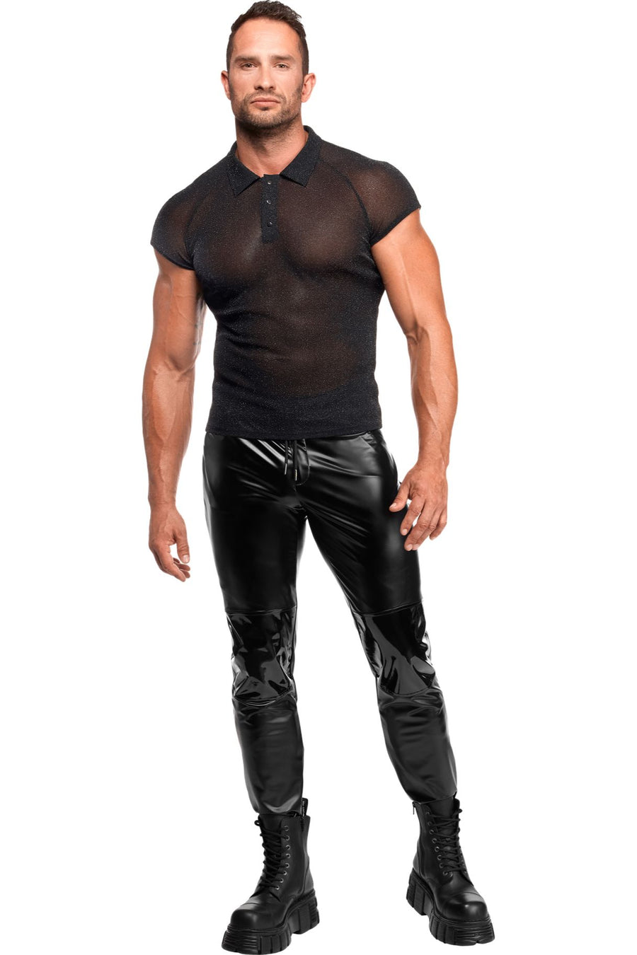 Onyx Black Men's Mesh Polo Top
