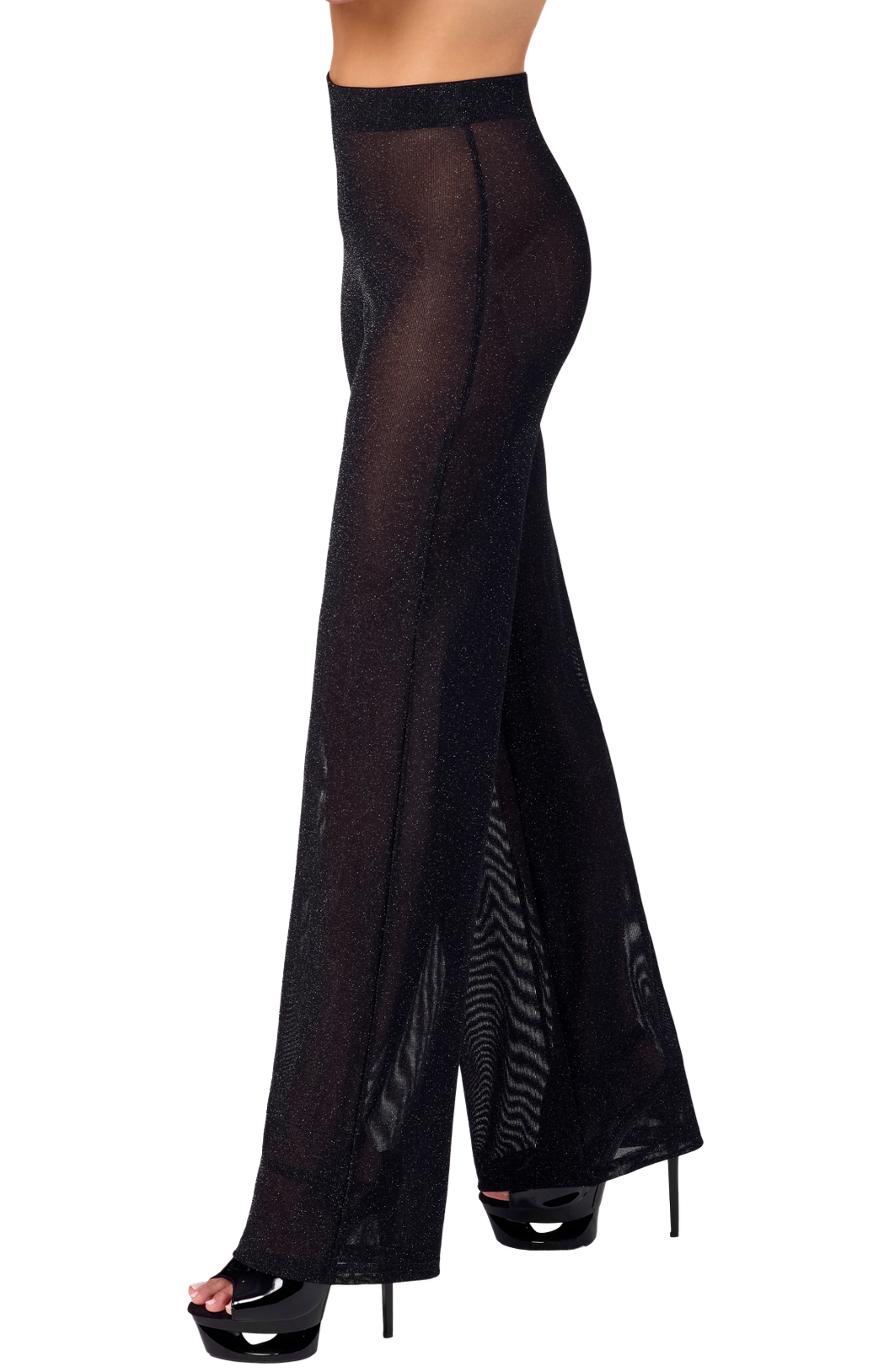 Noir Handmade Onyx Sheer Palazzo in Black 