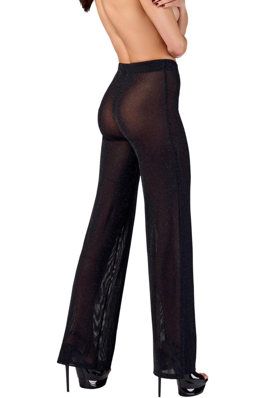 Noir Handmade Onyx Sheer Palazzo in Black 