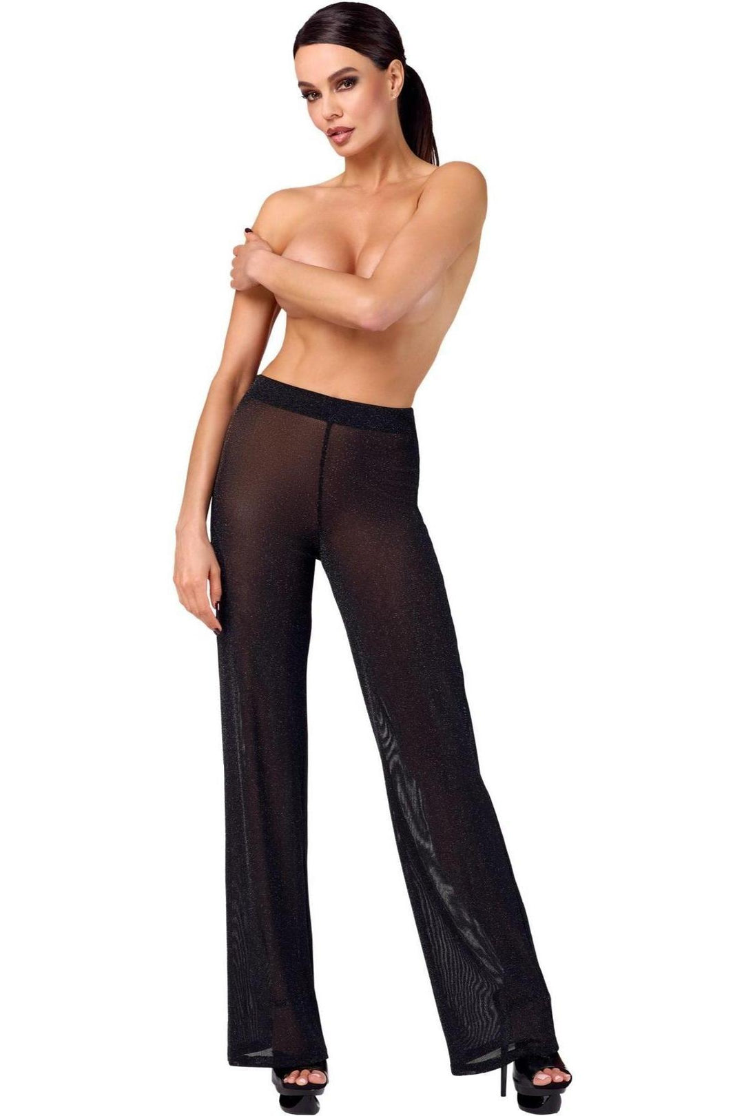 Noir Handmade Onyx Sheer Palazzo in Black  from SexyShoes.com