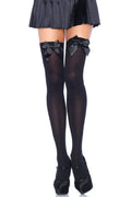 Opaque Bow Thigh High Stockings