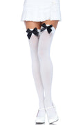 Opaque Bow Thigh High Stockings