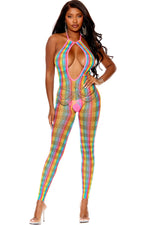 Open Crotch Footless Bodystocking in Crochet Net Design