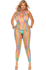 Open Crotch Footless Bodystocking in Crochet Net Design