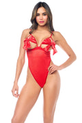 Open-Cup Bodysuit with Bow Details
