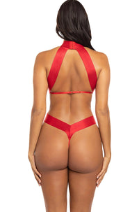 Oh La La Cheri Open Cup Teddy With Wide Elastic Details in Red 