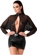 Opium Power Wetlook And Tulle Mini Dress