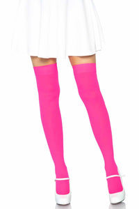 Leg Avenue Over The Knee Nylon Thigh High Stockings in Pink  from SexyShoes.com